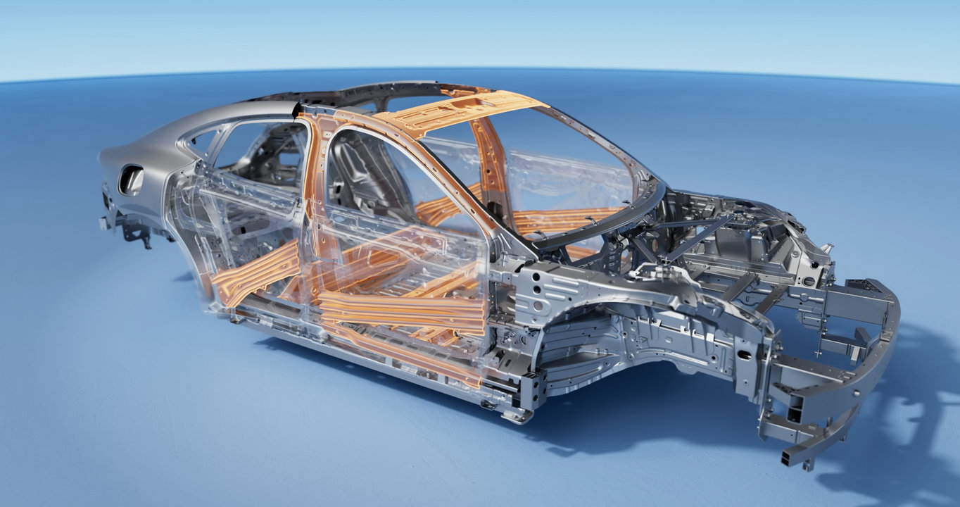 Rendering of the SAIC Z7-Z7T chassis, illustrating the robustness of the body structure.